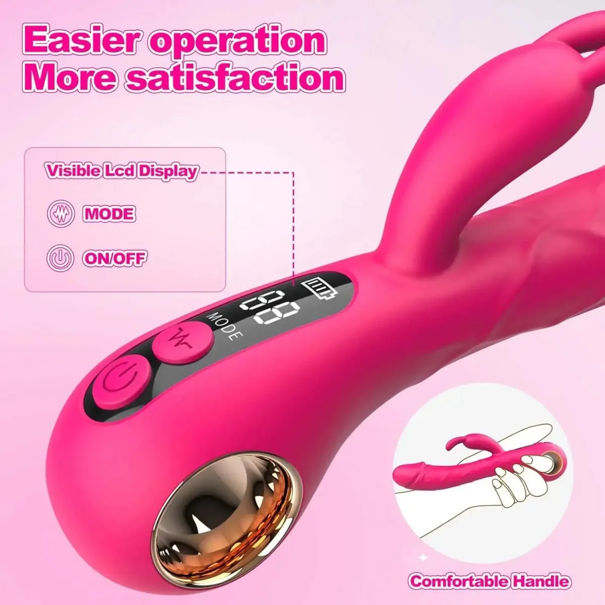 Femmina Display LCD Orecchio di Coniglio Vibratore Clitoride Tettarelle Da Biberon Gspot Stuzzicare Dildo Stimolatore Della Vagina Masturbatore Giocattoli Del Sesso per Le Donne Coppia — image 3