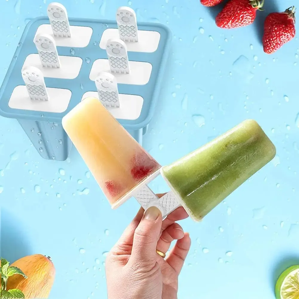 Popsicle Molds 6 Pieces Silicone Ice Pop Molds BPA Free Popsicle Mold Reusable Easy Release Ice Pop Make — image 6