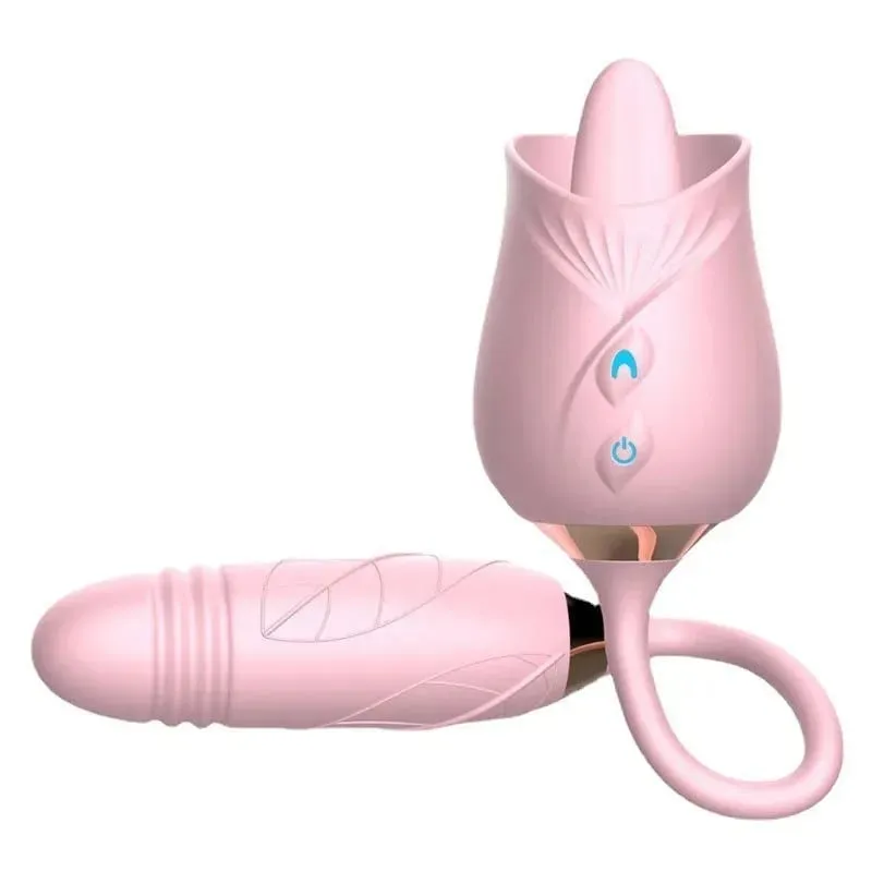Rose 3in1 Sucker Vibrator for Women Telescopic Clitoris Stimulator Dildo Licking Vagina Massager Masturbator Sex Toys for Women — image 11