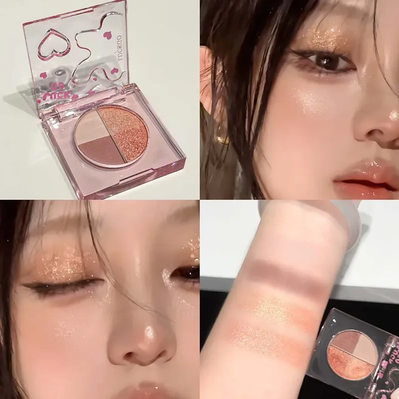 สี่สีเพชร Glitter Eyeshadow Palette MINI สีชมพูสีส้ม Matte Shimmer Eye Shadow Eye Pigments Highlighter แต่งหน้าเครื่องสำอาง — image 8