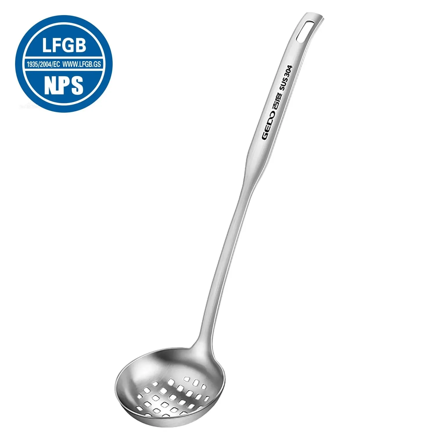 LFGB Certification Pure 304 Stainless Steel Colander and Soup Spoon 30.5cm Length Fall Resistant Hotpot Ladle and Strainer Set — image 2