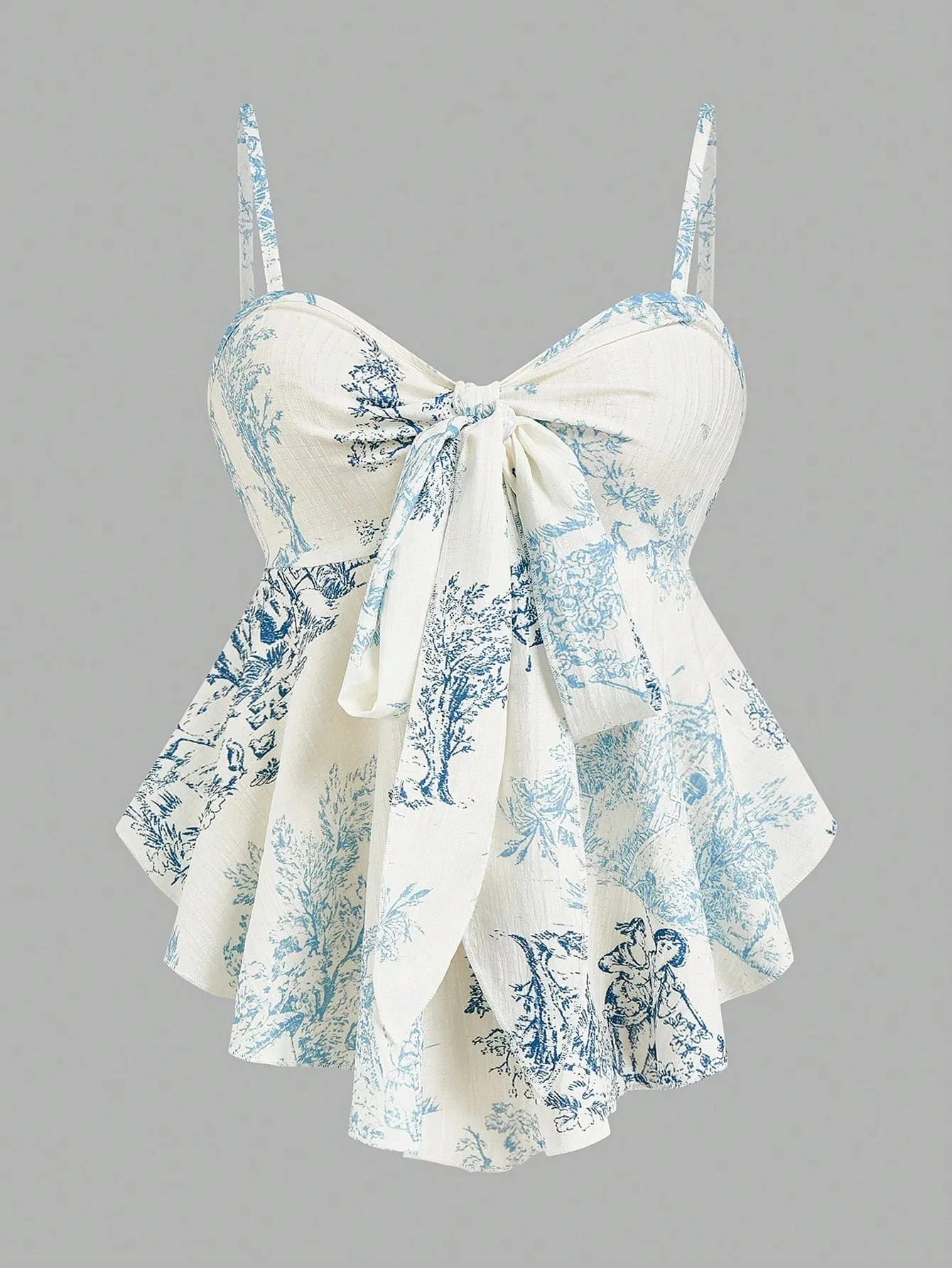 Caraco élégant pour femmes, haut rayé en tissu imprimé, col avec nœud et cravate sur le devant, Camisole fine sans manches. Polyvalent pour Spring & S