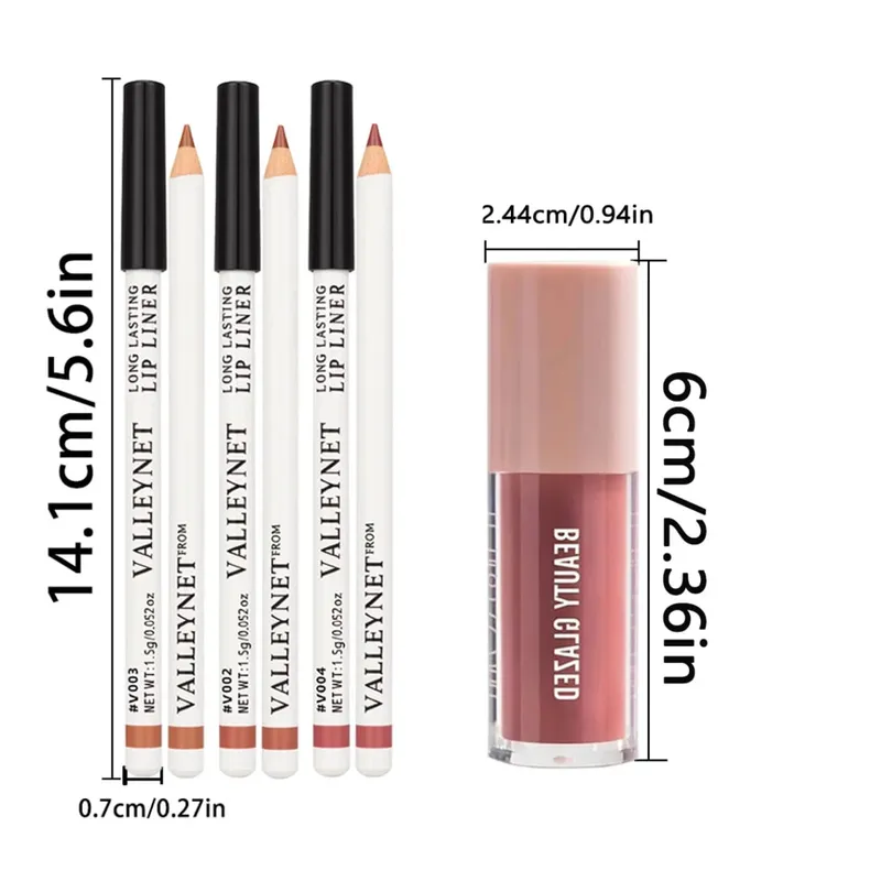 4 keping/set Kombo Bibir: 3 Keping Pelapik Bibir Matte + 1 Minyak Bibir Matte Kalis Air Baldu Tahan Lama Sesuai untuk Solekan Setiap Hari — image 5