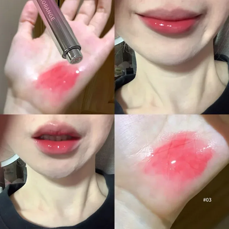 Różowy różowy jednolity błyszczyk lustrzane usta pulchne nawilżająca szminka odżywcza woda lekka odcień ust czerwona błyszczyk do ust koreański makijaż