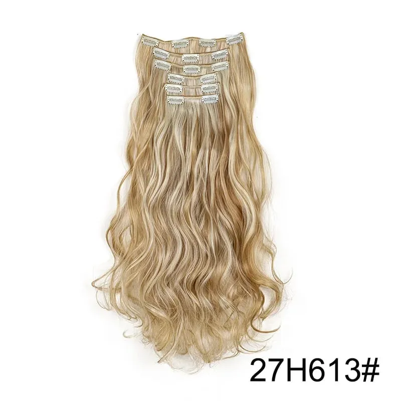 22Inci Sintetik 6pcs/set Sambungan Rambut Kerinting Panjang Tebal Potongan Rambut Lembut untuk Liputan Garis Rambut Pendek untuk Penggunaan Harian Wanita — image 21
