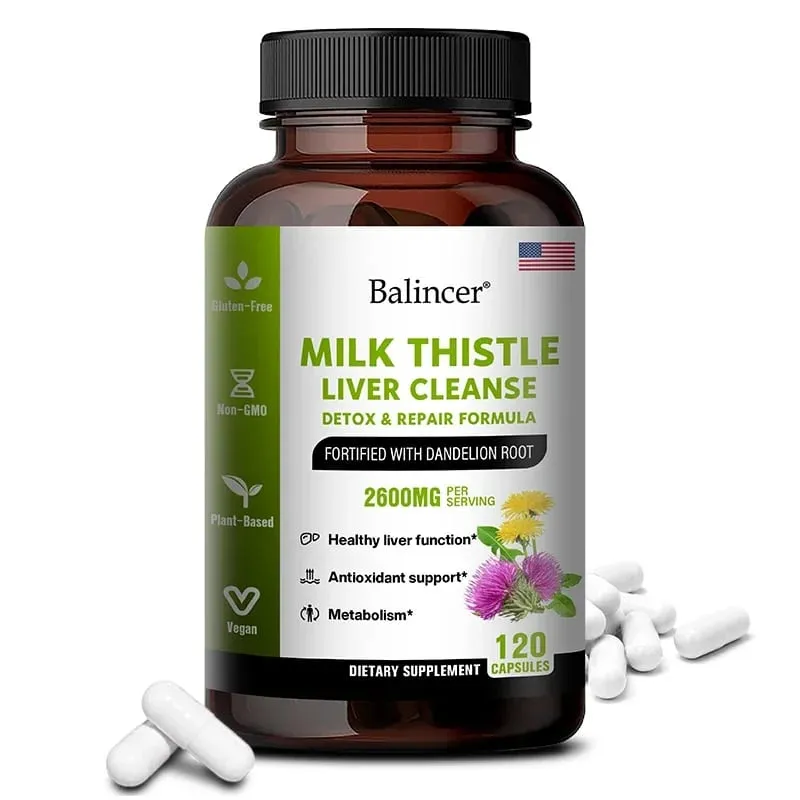 Milk Thistle and Dandelion Root Extract Supplement for Liver Detoxification Repair and Nourishing Antioxidant