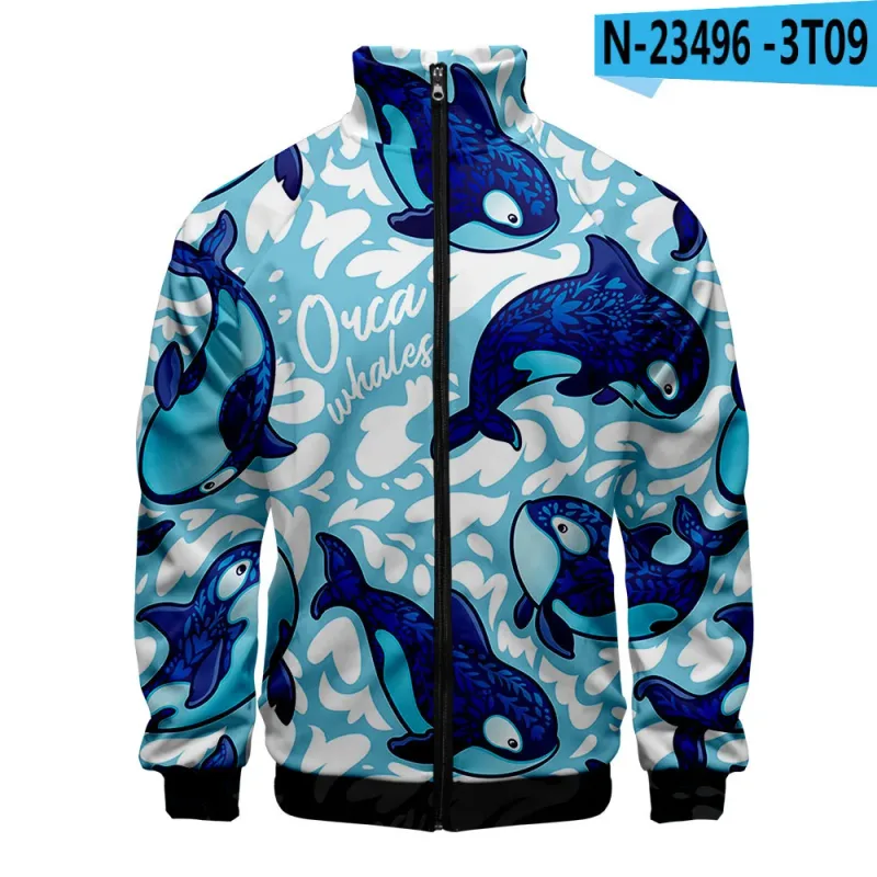 Popular Marine animals dolphin 3D Print Zipper Raglan Jacket Windbreaker Boys/Girls Comfortable Stand Collar Jackets Coats — image 36