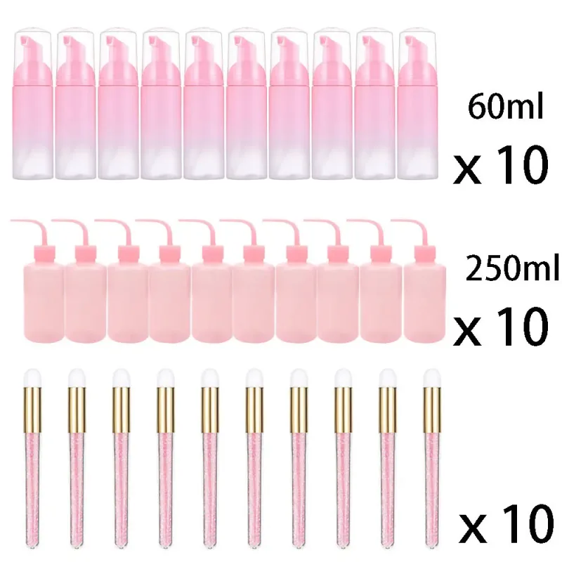 60ml Genopfyldelig lækagefri tomme skummoussepumpeflasker Lash Extension Cleansing Kit Blød børste 250ml skylleflaske Skønhedsværktøj — image 10