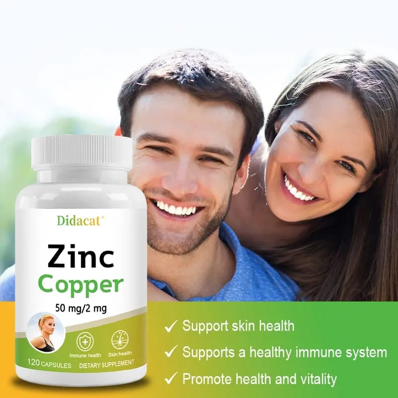 Zinc and Copper Dietary Supplement 120 Capsules Mineral and Antioxidant Supplement Immunity and Mood Supports Skin Health — image 4