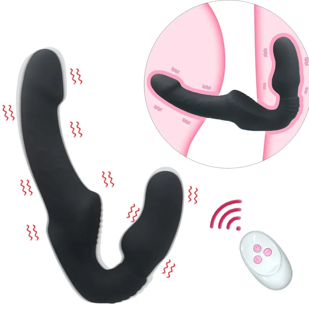Vibromasseur gode sans bretelles avec télécommande pour femmes Couples lesbiens G Spot jouets sexuels avec stimulateur de Clitoris adulte — image 1