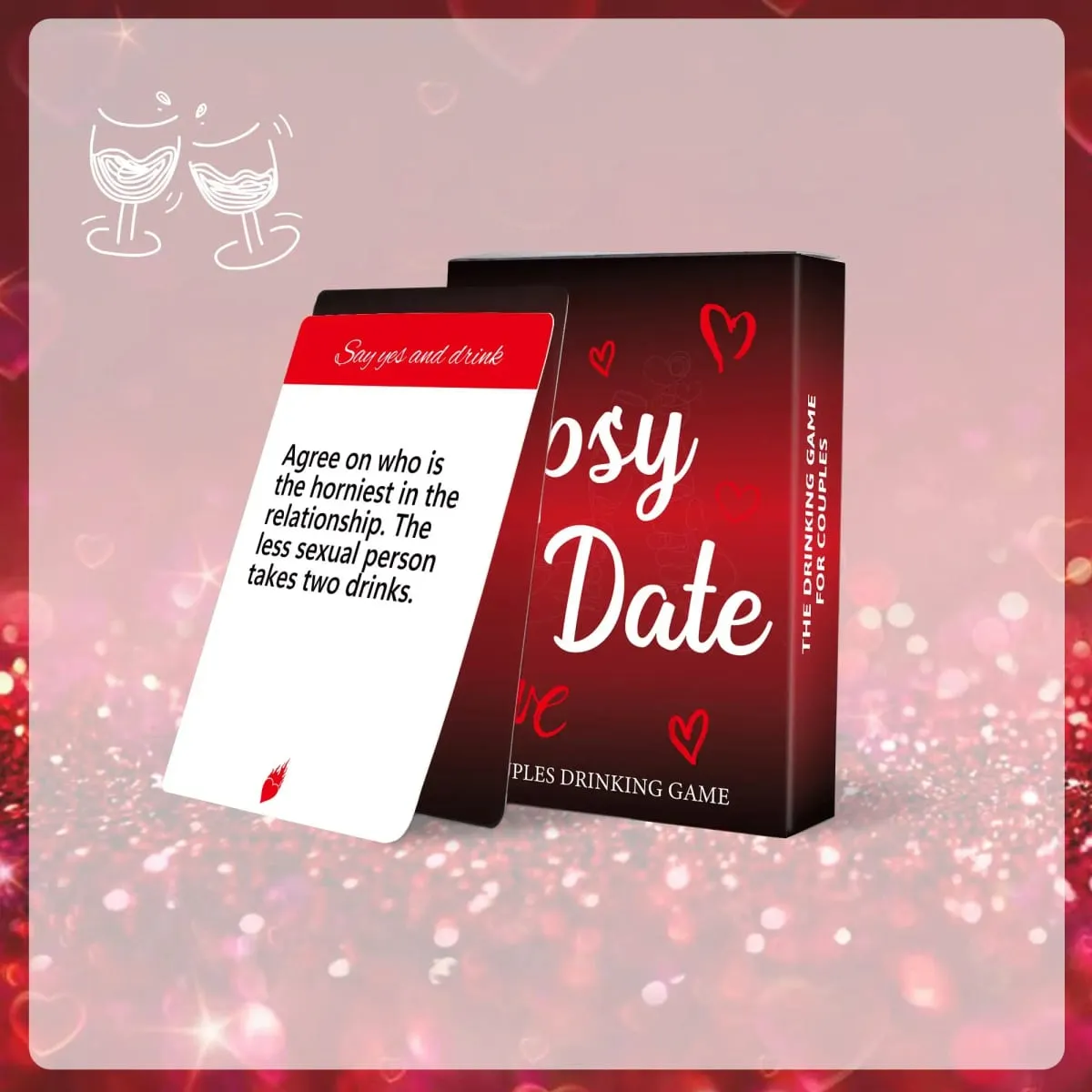 Gioco di carte da bere Tipsy Date da 50 pezzi per appuntamenti di coppia, incontri di amici, raduni, regalo di San Valentino — image 2