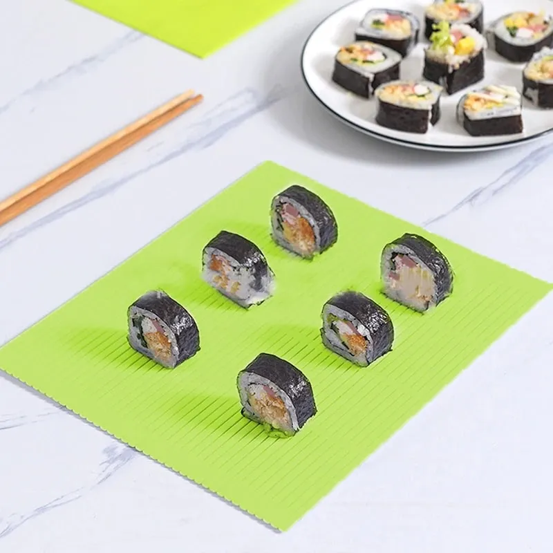 Tappetini per rulli per sushi in silicone fai-da-te Tappetino per stampi per rotoli di sushi riutilizzabili lavabili Tappetino per rotoli di torta per rotolare il riso per alimenti fai-da-te — image 4
