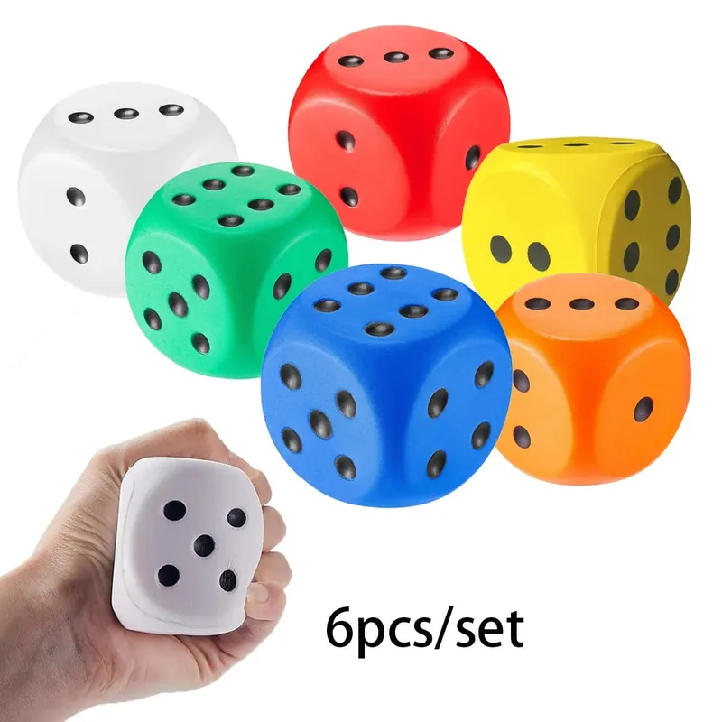 6/12 pièces/ensemble grands dés en mousse doux Jumbo Dot dés 6 faces mousse dés faux Jumbo dés rebond dés