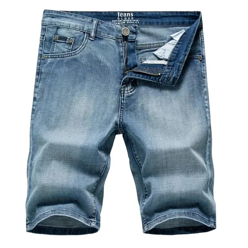 2025 Summer New Men's Denim Shorts Classic Black Blue Thin Section Fashion Slim Business Casual Jeans Shorts Male Brand — image 3