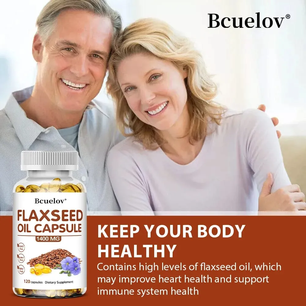 Huile de lin + capsules OMEGA-3 – Bon pour le cœur, le cerveau, les yeux, les articulations, la santé des os et améliore l'immunité 120 capsules — image 3