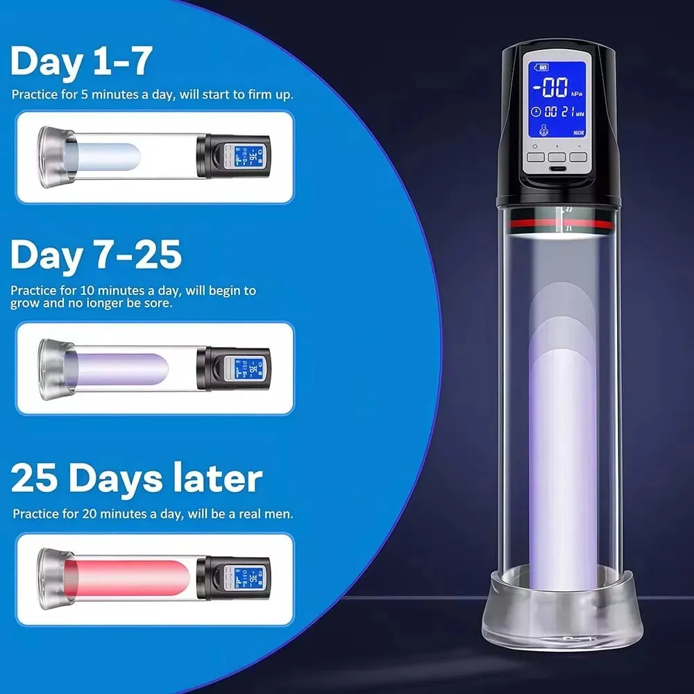 Bomba de pene eléctrica automática, masajeador de succión al vacío masculino, retraso de ampliación, pantalla LED, masturbación, Juguetes sexuales para adultos para hombres — image 5
