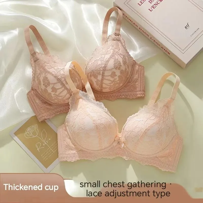 작은 가슴을위한 언더 와이어가없는 두꺼운 8cm 푸시 업 조절 가능한 브래지어 여성용 편안한 수집 보조 란제리 — image 2