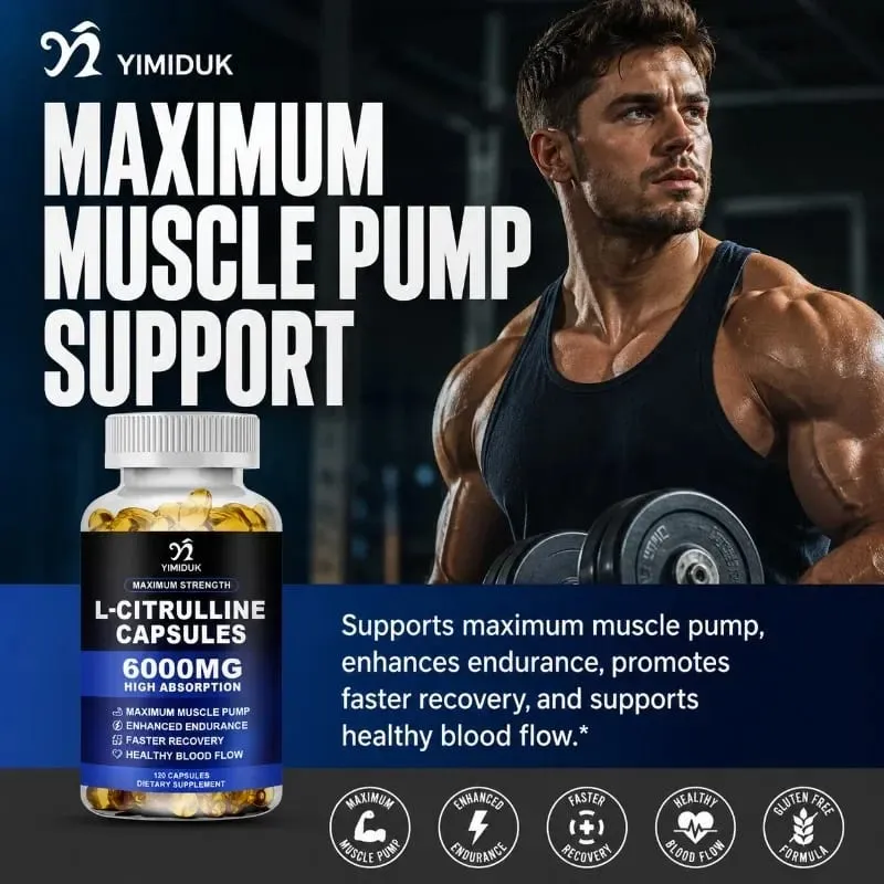 Capsule di L-citrullina ad alta resistenza con gelatina La vitamina E aiuta la vasodilatazione aumenta la pienezza muscolare accelera il recupero — image 2