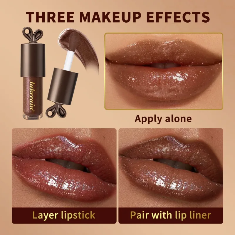 Lakerain Chocolate Thỏ Son Bóng Hydrat Hóa Lâu Dài Hiệu Ứng Gương Dưỡng Ẩm Mịn Không Dính Lippy Bunny Son Môi — image 6