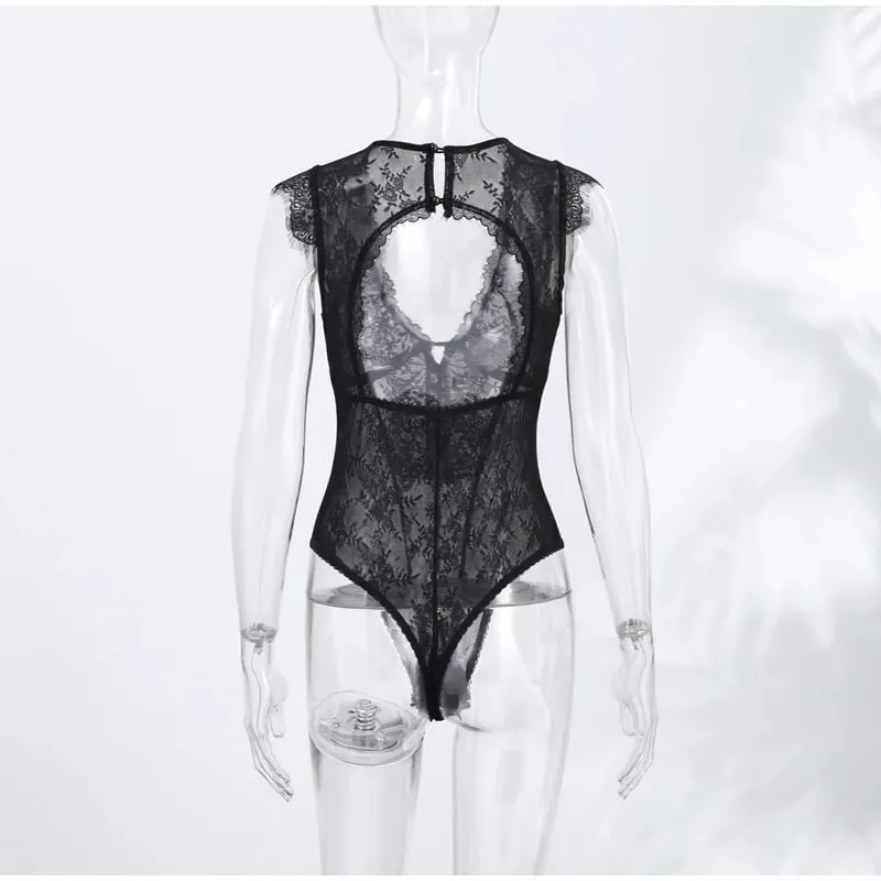 Sexet blonde bodysuit til kvinder gennemsigtig solid dyb V-hals Rygløse One Piece Toppe 2026 Sommer Ny Chic Club Party Jumpsuits — image 9