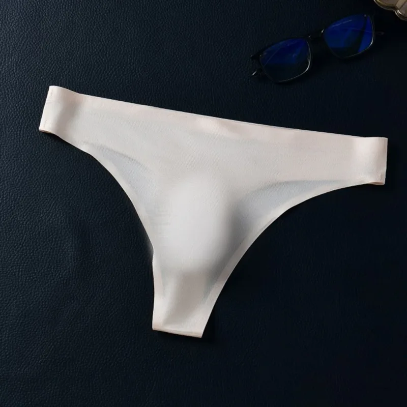ผู้ชายไม่มีรอยต่อผ้าไหมน้ำแข็งชุดชั้นใน G-String 3D Bulge POUCH Low-RISE T-Back Thongs Low RISE Men กางเกงบิกินี่ U กระเป๋าชุดชั้นใน — image 16