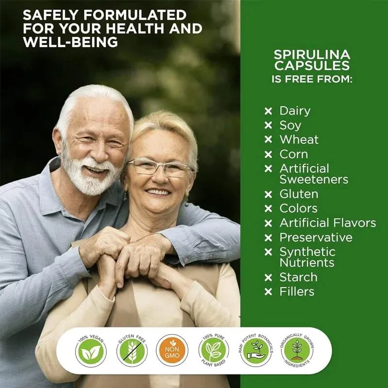 Organic Spirulina 2000 Mg Supplement - Helps Detoxification Immune System Cardiovascular Antioxidants B Vitamins — image 4