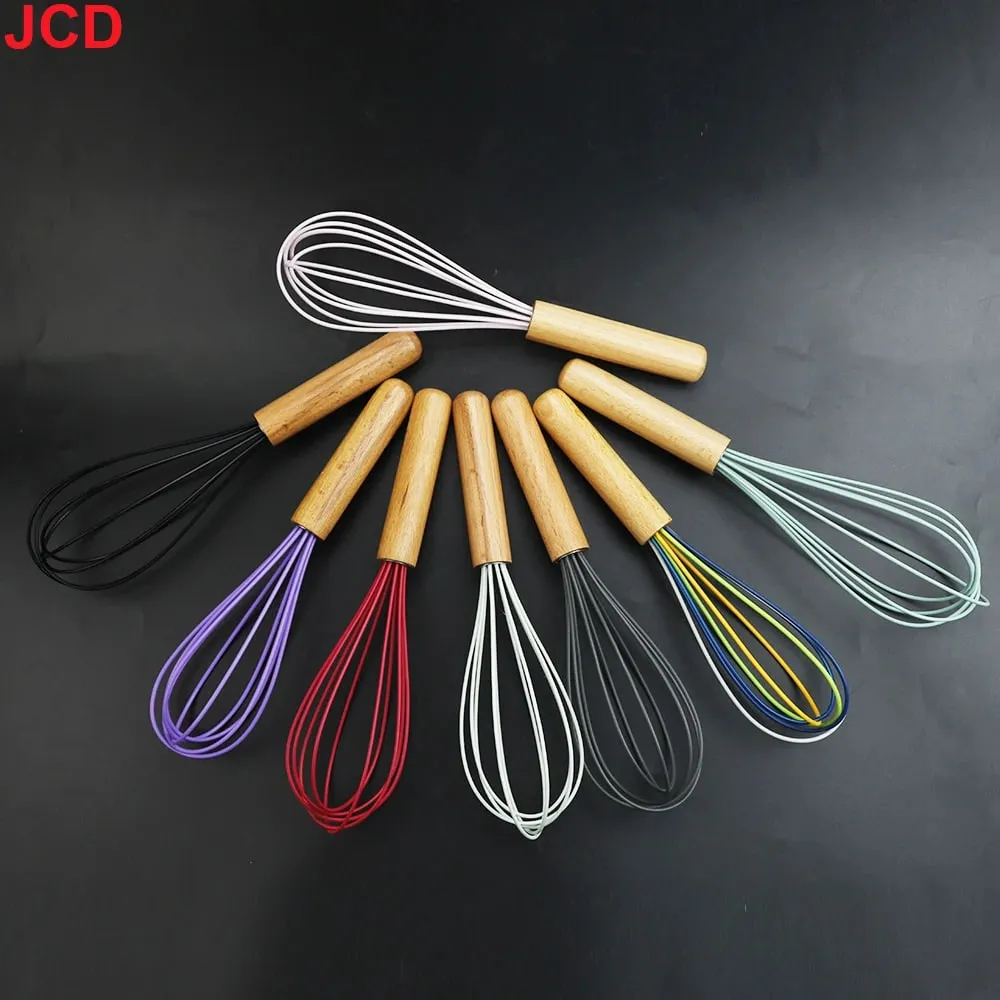 JCD Siliconen Eiklopper Garde Houten Handvat Keuken Hand Eiklopper Gadgets Keukengereedschap Bakaccessoires — image 3