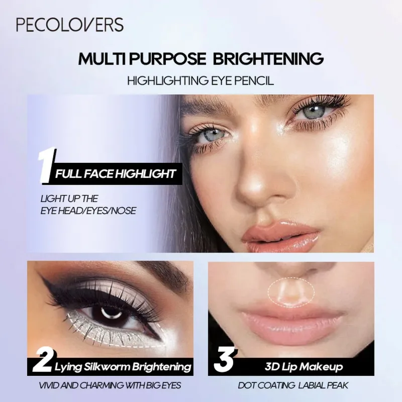 Long-lasting Brightening Highlighter Sparkling Eye Corner Lying Silk Pen Face Highlight and Eye Shadow Pearl White Gliter Pen — image 6