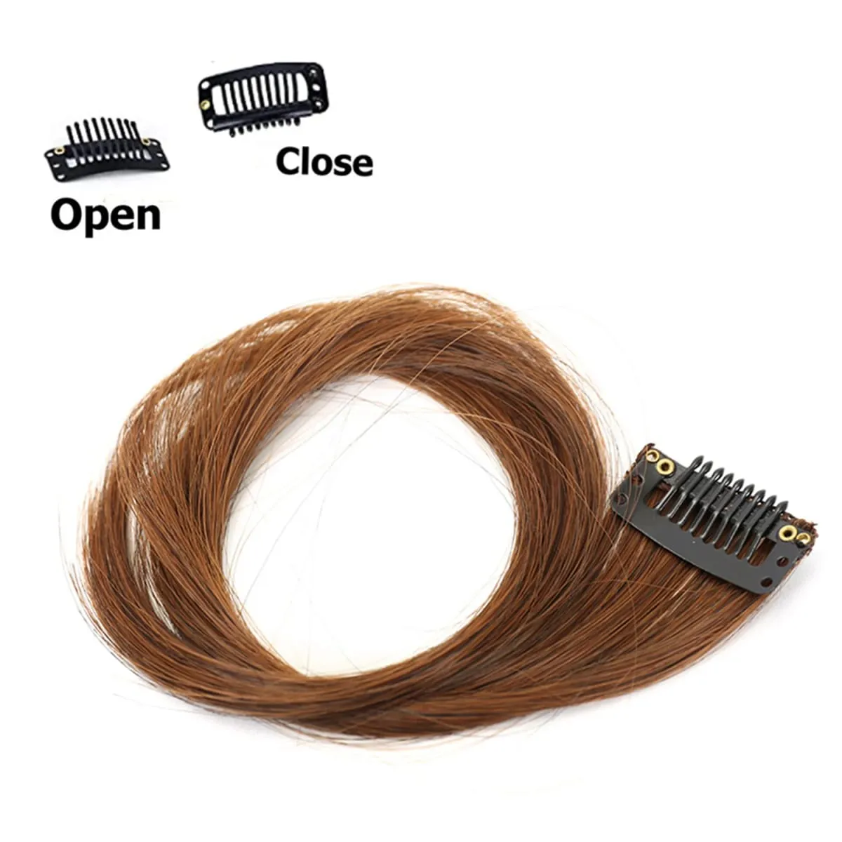 2PC Frangia Sintetica Parrucca Estensioni Dei Capelli Ricci Clip-on Lato Frontale Frangia Bionda Ondulata Lunga con Clip Frangia Invisibile Hai Falso — image 4