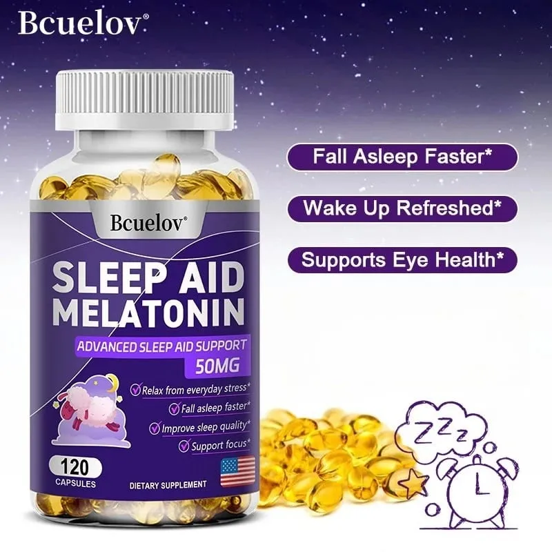 Bcuelov Melatonin Dietary Supplement for Promotes Relaxation and Sleep Health 25mg 30/60/120 Capsules Vegan | Gluten Free — image 2