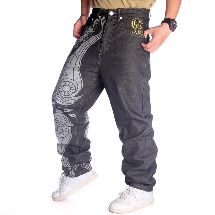 Jean imprimé en détresse pour hommes, pantalon en Denim droit, brodé, pleine longueur, délavé, taille moyenne, poches pour homme, hip hop, ample — image 7