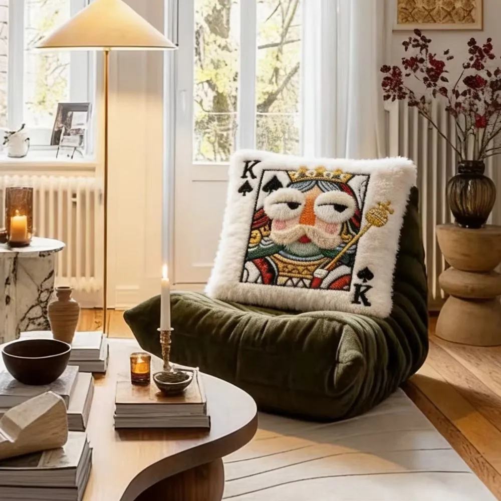 Patchwork Poker Card Cushion 3D Big Eyes téma karetní hry Plyšový polštář Vysoce hodnotný design Patchwork Polštář Dárek — image 4
