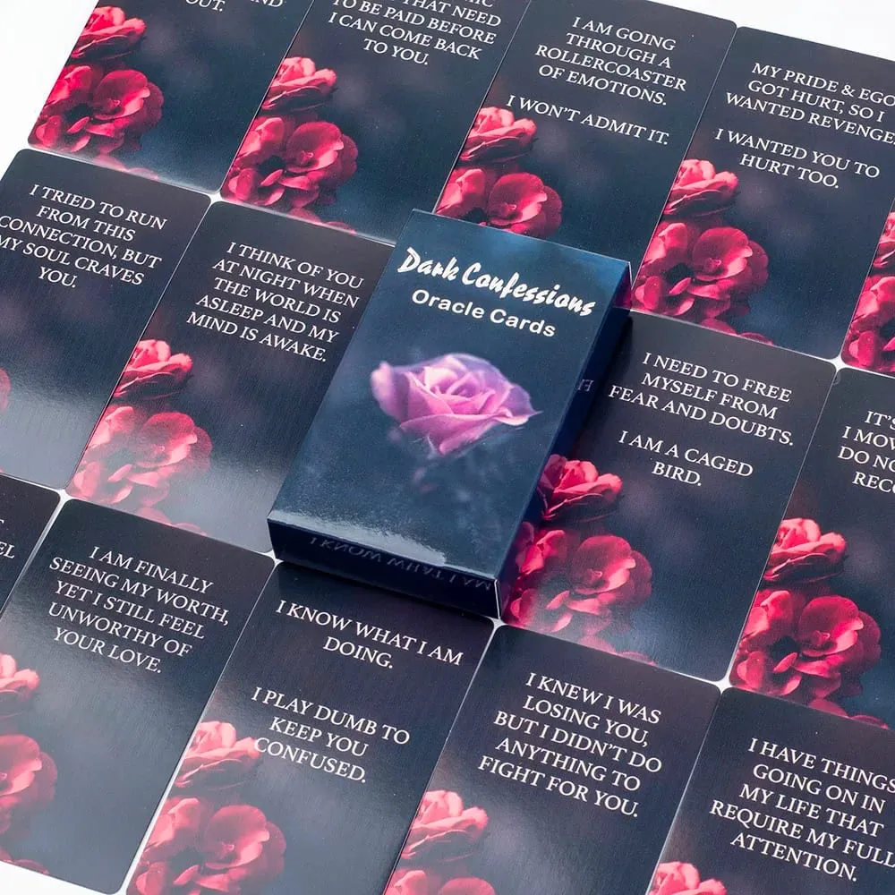 Dark Confession Twin Flame 오라클 카드 50Pcs 자기 성찰 및 지침을 위한 사랑 키워드 및 메시지 데크 — image 1