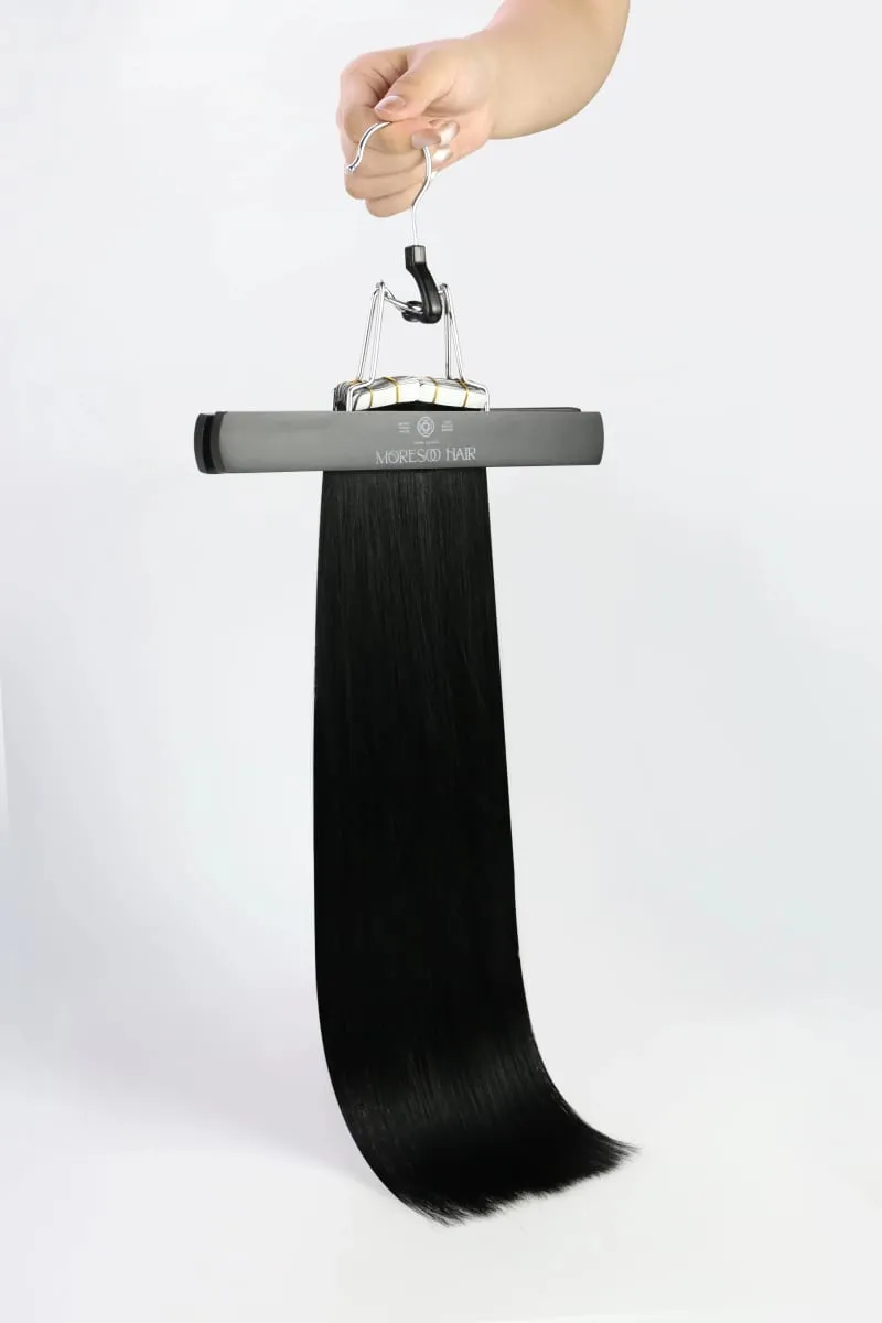 Moresoo เทปสองด้านต่อผม 100% ธรรมชาติ Silky ตรง 20PCS 40PCS สีบลอนด์เทปกาว Extensions — image 11