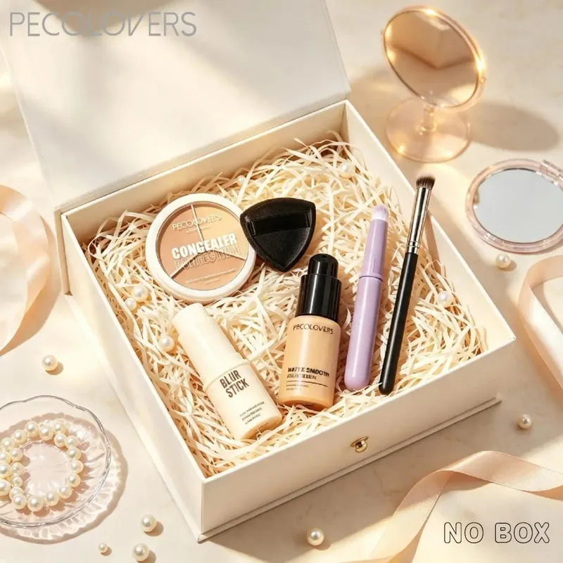 6PCS/SET All-in-One Face Base Kit Pore Minimizing Primer Stick 3‑Color Concealer Palette With Brush Oil‑Free Foundation — image 2