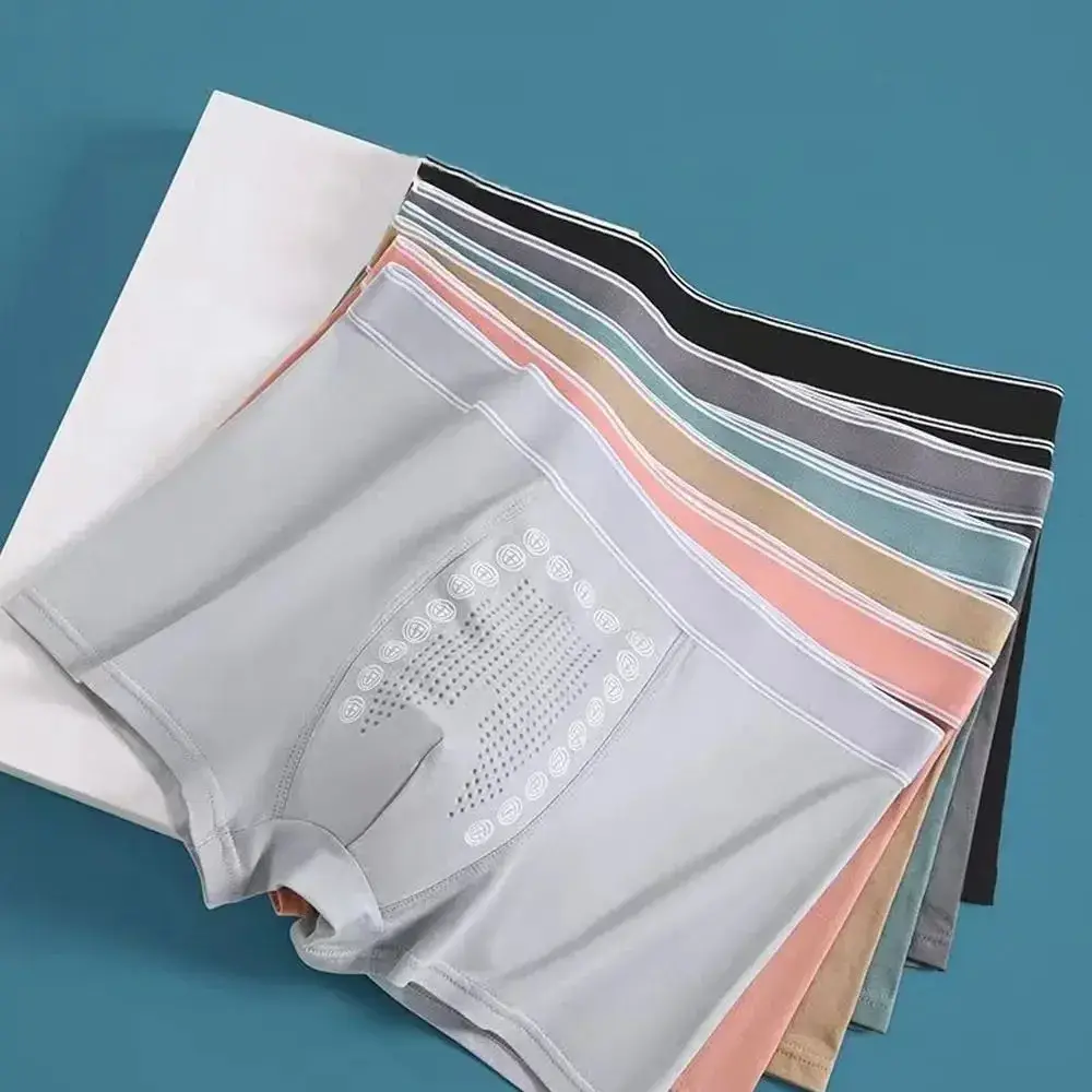 4pcs Boxer กางเกงขาสั้นผ้าไหมน้ำแข็งชุดชั้นใน Cool Underpants Breathable เซ็กซี่บางกางเกงเซ็กซี่ชุดชั้นใน U นูน — image 2