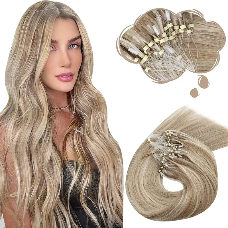 Moresoo Micro Link-Haarverlängerungen, Echthaar, Mikro-Loop-Haar, Kaltfusion, 50 g, unsichtbares brasilianisches vorgebundenes Remy-Mikroring-Haar — image 10
