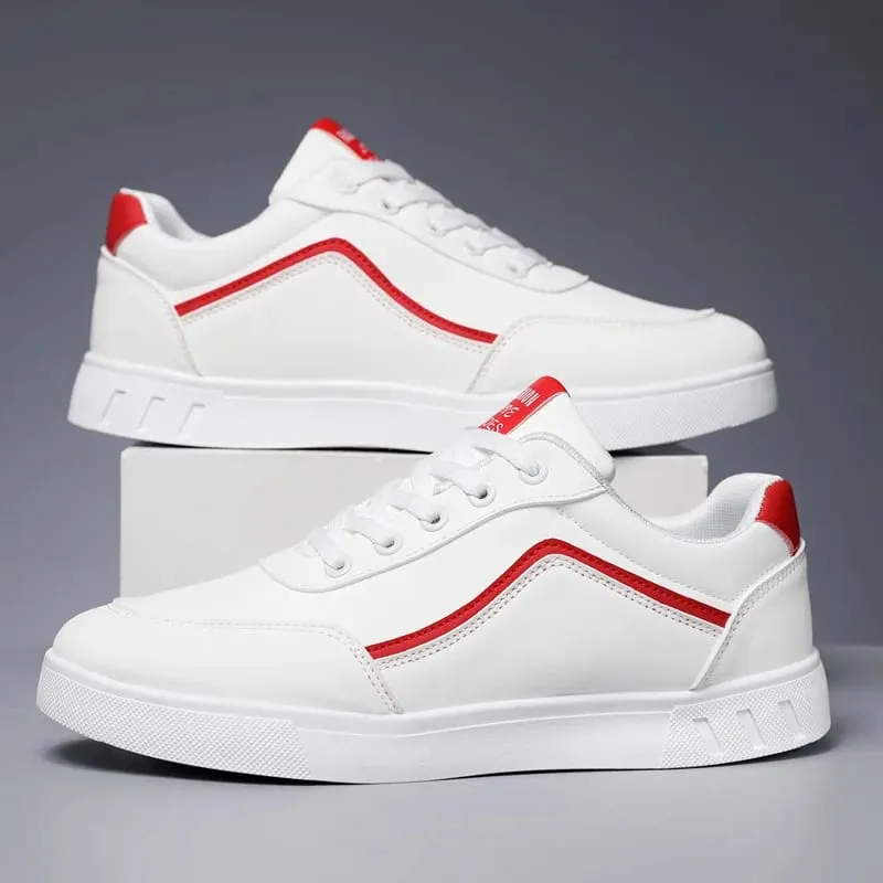 Sneakers vulcanizzate bianche per uomo basse scarpe comode stringate moda taglie forti 39-48 autunno primavera — image 6
