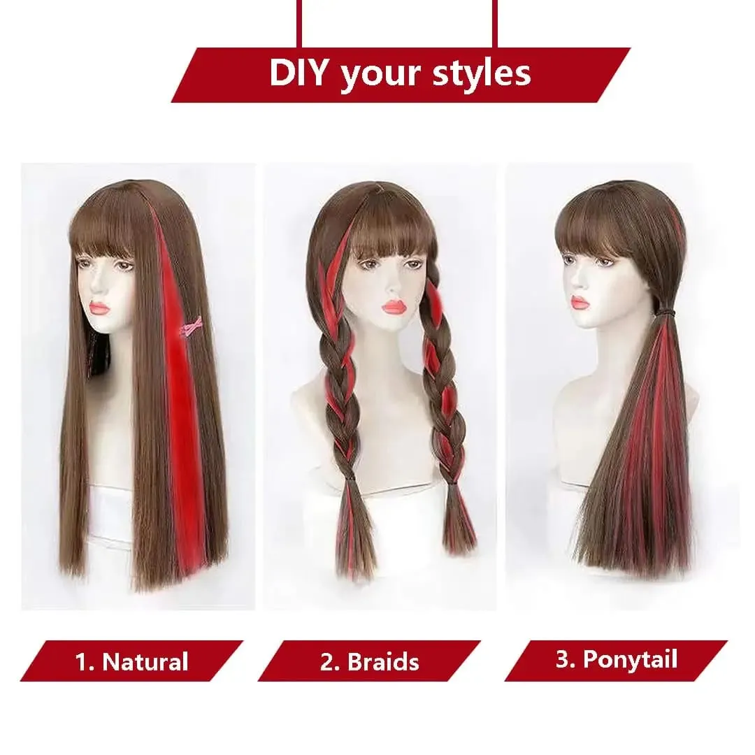 5PCS Colored Clip in Synthetic Hair Extensions Party Highlights Colorful Hair Extensions Rainbow Fake Hair Clips Hairpieces — image 7