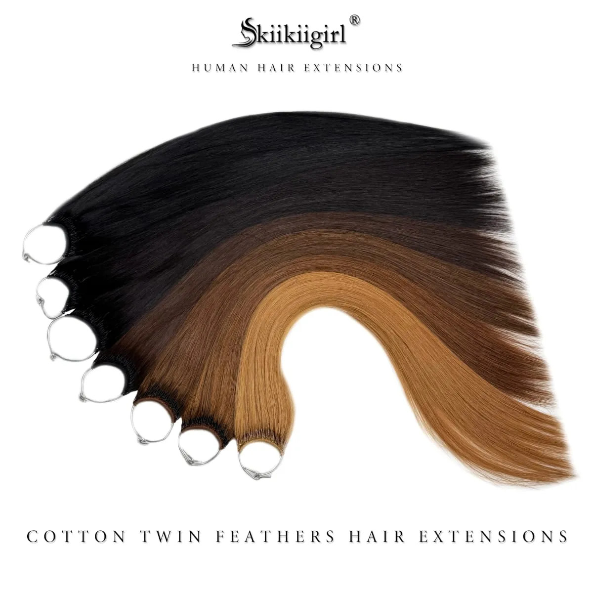kiikiigirl Korea Beliebte Baumwollschnur Twins Feathers Haarverlängerungen Reines Remy Haar Vorgebundene Haarverlängerungen — image 4