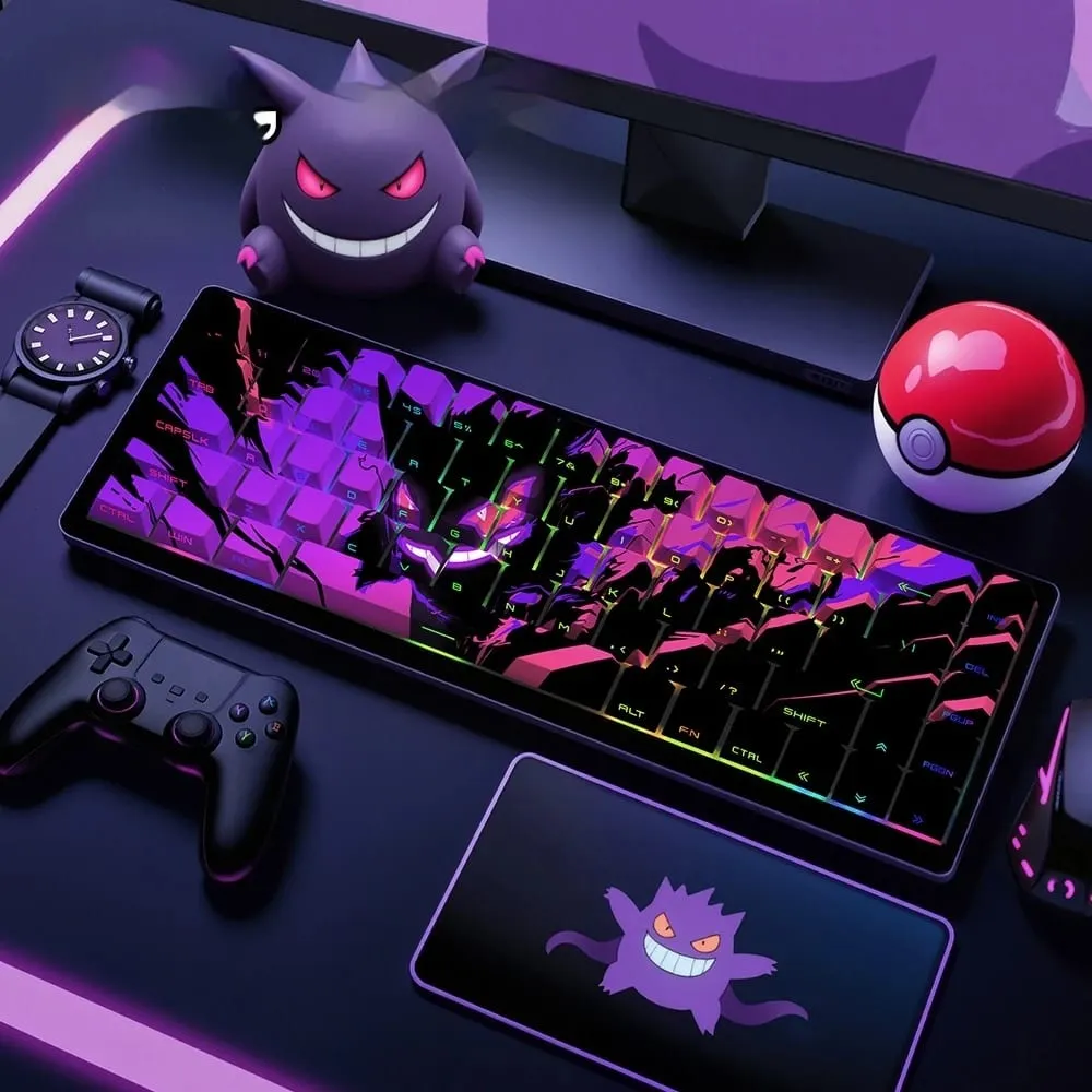 Gengar PBT 원래 공장 측면 새겨진 반투명 키 캡 68 키 129 키 PC 게이머 액세서리 용 E-스포츠 게임 키 캡 — image 4