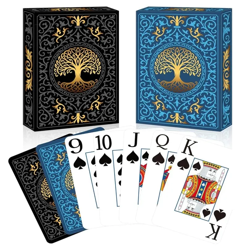 ไพ่ 2 แพ็ค | ไพ่พิมพ์ใหญ่ | ง่ายต่อการสับไพ่โป๊กเกอร์พรีเมี่ยมสำหรับเกมไพ่ Family Game Night Table M