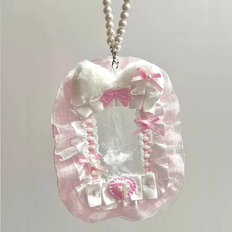 Pelindung Kad Foto Mewah dengan Reben & Renda - Lengan Kad Lembut untuk Pemuat Teratas Kes Paparan Idola Anime Kpop Pemegang DIY Comel untuk Hadiah Peminat