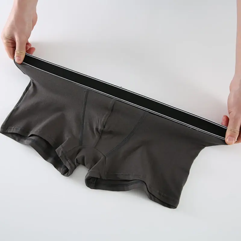 3 Buah Celana Dalam Pria Sabuk Bergaris Warna Solid Sederhana Celana Pendek Boxer Pria Lembut Nyaman Katun Celana Pendek Pinggang Tengah Penawaran Khusus S-XL — image 1