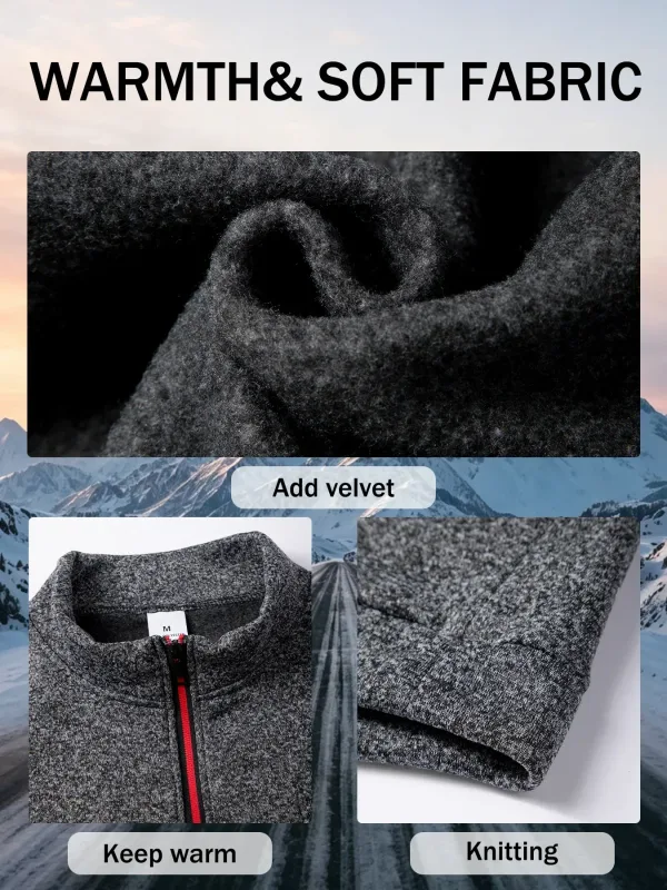 Set 2 Keping Lelaki 1/4 Zip Baju Leher Olok-olok, Pullover Bergaris Bulu dengan Cuff Berusuk Atasan Kasual Hangat untuk Pakaian Harian Musim Gugur Musim Gugur — image 15