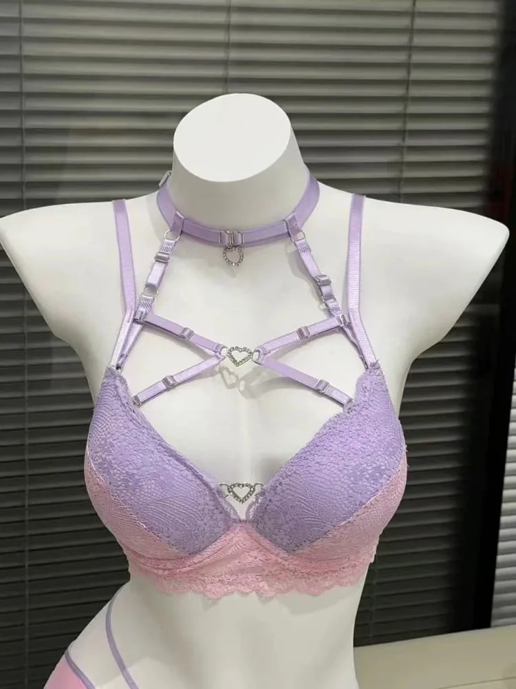 Chic Hollow Lace Tie ชุดชั้นในชุดเซ็กซี่ Push Up Brassiere Gathering สุภาพสตรีแฟชั่นชุดชั้นในชุด 32 34 36 38 — image 4