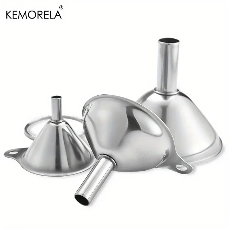 3PCS Edelstahl Silber Trichter Küche Öl Spill Dispenser Wein Leck Werkzeug Küche Trichter Ablauf Werkzeug