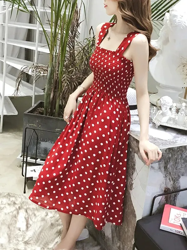 Summer Befree Beach Long Vintage Dots Casual Ruffles Elegant Maxi Strap Camis Silky 5XL Dress Vestidos Sexy Women — image 6