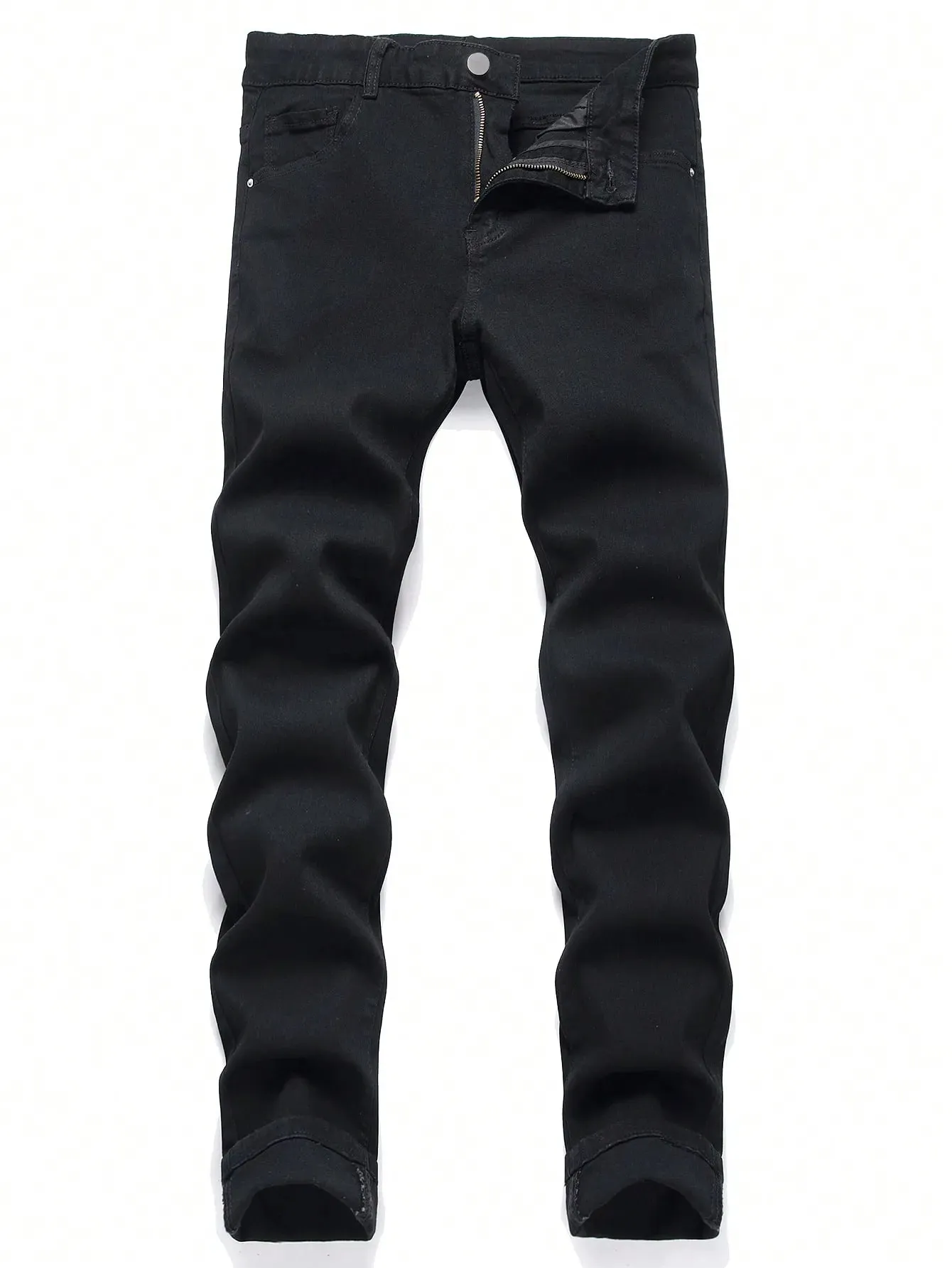 Men High Stretch Solid Black Denim Jeans Skinny Slim Fit Denim Pants Male Classic Casual Daily Business Streetwear Trousers