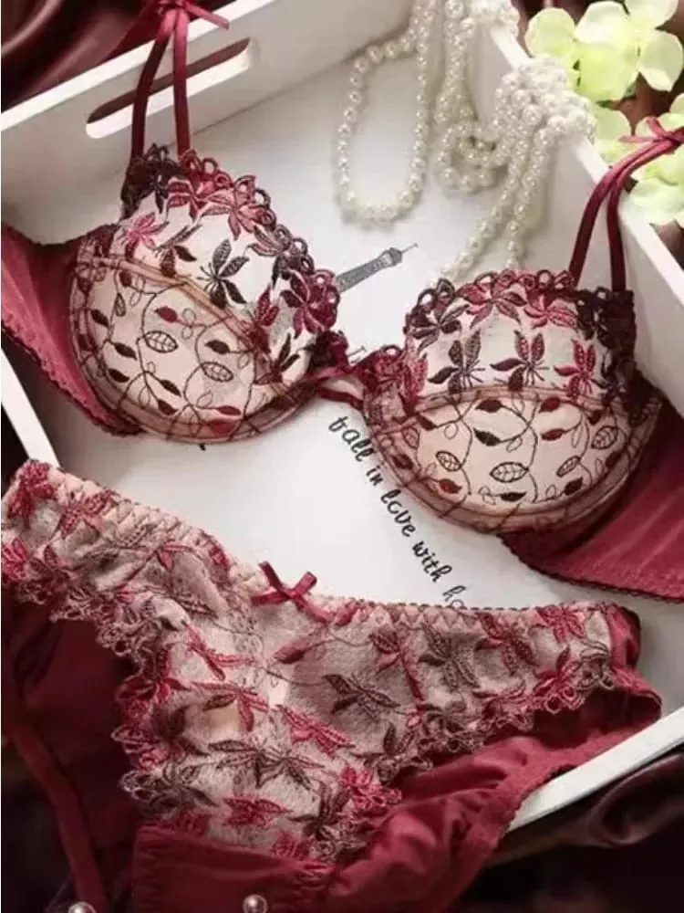 Seksowny, ultracienki, czerwony koronkowy biustonosz | Bielizna Plus Size Minimizer z pełnym biustem| Bielizna damska z roku zodiaku|Wyszczuplający model push-up — image 1